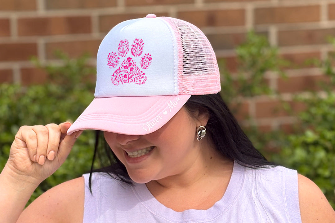Personalized Floral Dog Mom Trucker Hat